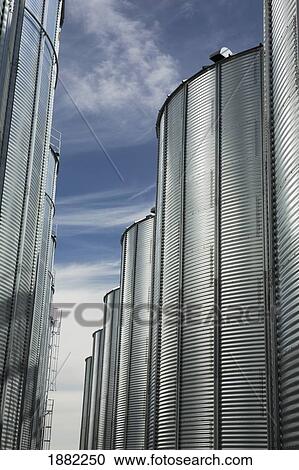 large grain storage bins; alberta, canada View Large Photo Image Stock Image - large grain storage bins; alberta, canada. Fotosearch