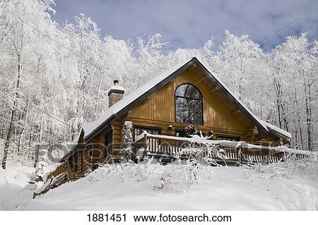 log house in the winter; quebec, canada View Large Photo Image Stock Image - log house in the winter; quebec, canada. Fotosearch