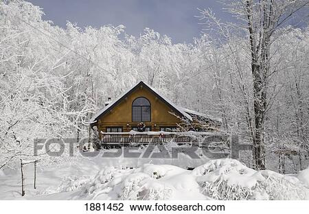log house in the winter; quebec, canada View Large Photo Image Stock Image - log house in the winter; quebec, canada. Fotosearch