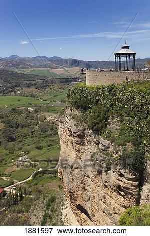 Stock Photo - lookout over the gorge; ronda, malaga, andalusia, spain. Fotosearch