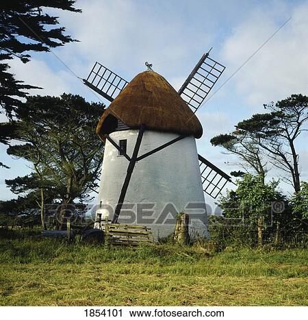 Stock Image - Old-Fashioned Windmill, Talumshane, County Wexford, Ireland. Fotosearch