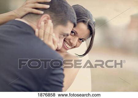 ontario, canada; a bride being silly with the groom View Large Photo Image Stock Photo - ontario, canada; a bride being silly with the groom. Fotosearch