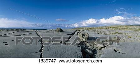 Panoramic View Of A Limestone Landscape, The Burren, County Clare, Republic Of Ireland View Large Photo Image Stock Photo - Panoramic View Of A Limestone Landscape, The Burren, County Clare, Republic Of Ireland. Fotosearch