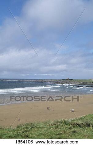 Stock Photograph - People On Beach At Spanish Point, County Clare, Ireland. Fotosearch