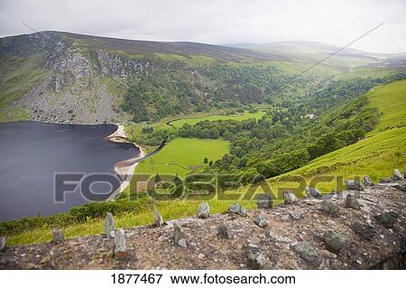 rock fence along road near sally gap and lough tay; wicklow county, ireland View Large Photo Image Stock Photo - rock fence along road near sally gap and lough tay; wicklow county, ireland. Fotosearch