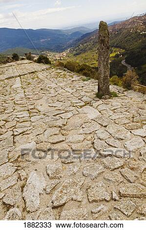 Stock Image - roman road at puerto del pico, near mombeltran; sierra de gredos, avila province, spain. Fotosearch