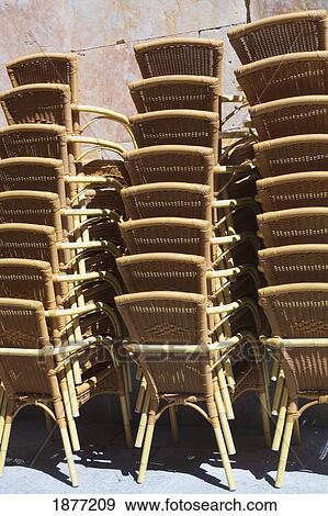salamanca, spain; three stacks of chairs in the street outside a bar View Large Photo Image Stock Photo - salamanca, spain; three stacks of chairs in the street outside a bar. Fotosearch