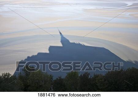 Stock Photograph - shadow of mont saint-michel; normandy, france. Fotosearch