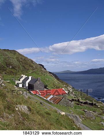 Sheeps Head, Co Cork, Ireland; View Of Ocean And Old Farmyard View Large Photo Image Stock Photo - Sheeps Head, Co Cork, Ireland; View Of Ocean And Old Farmyard. Fotosearch