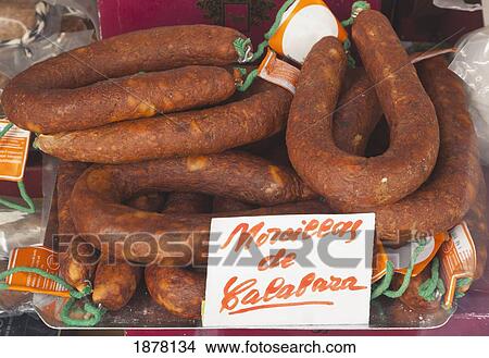 Picture - spanish black pudding sausages; avila, avila province, spain. Fotosearch