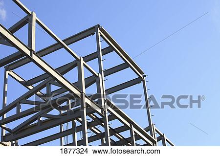 Picture - st. albert, alberta, canada; steel frame of a building under construction. Fotosearch