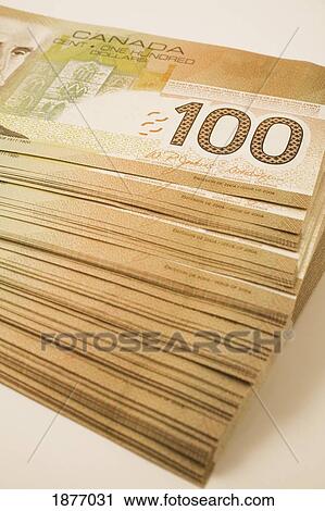Stack Of Ten Thousand Dollars In Canadian One Hundred Dollar Currency Bank Notes Stock Image Fotosearch
