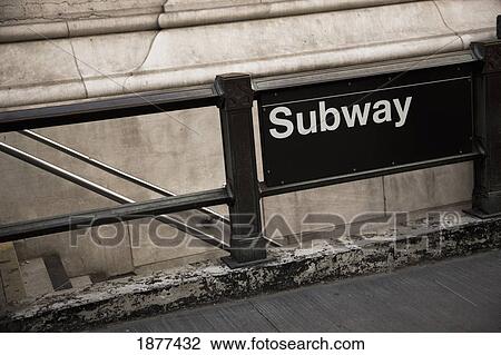 Stock Image - stairs to subway; new york city, new york, united states of america. Fotosearch