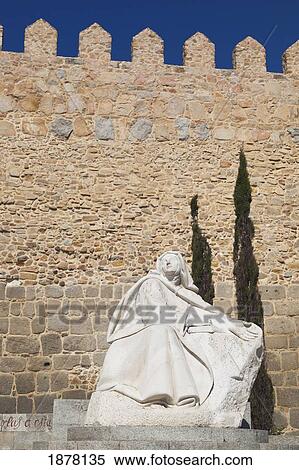 statue of saint teresa by the puerta del alcazar; avila, avila province, spain View Large Photo Image Stock Photography - statue of saint teresa by the puerta del alcazar; avila, avila province, spain. Fotosearch