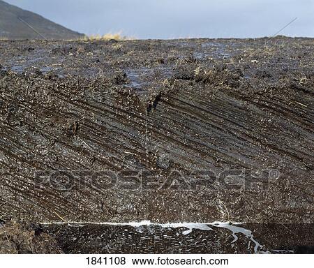 Stock Photo - Traditional Turf, Cut Showing Strata, Maam Cross Co Galway,. Fotosearch
