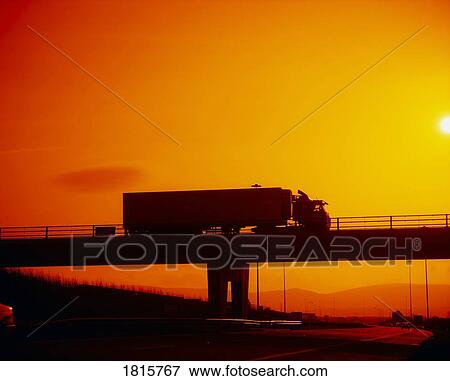 Truck Driving Over A Bridge View Large Photo Image Stock Photo - Truck Driving Over A Bridge. Fotosearch