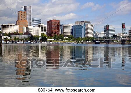 willamette river and the city of portland along the waterfront; portland, oregon, united states of america View Large Photo Image Picture - willamette river and the city of portland along the waterfront; portland, oregon, united states of america. Fotosearch