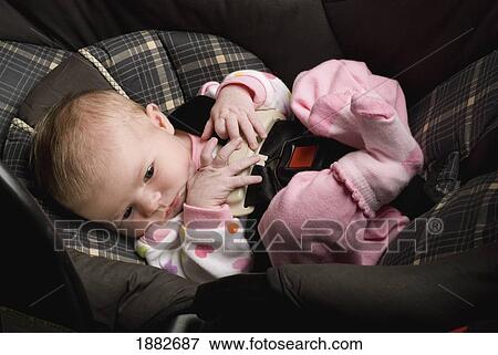 A Baby Buckled Into A Car Seat; Millet, Alberta, Canada View Large Photo Image Stock Photo - A Baby Buckled Into A Car Seat; Millet, Alberta, Canada. Fotosearch