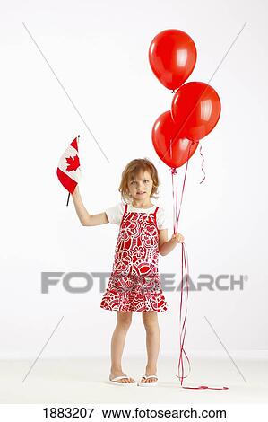 A Girl Holding Red Balloons And A Canada Flag View Large Photo Image Stock Photo - A Girl Holding Red Balloons And A Canada Flag. Fotosearch