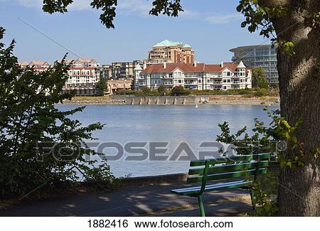 Stock Photograph - A View Of Waterfront Properties; Langley, British Columbia, Canada. Fotosearch