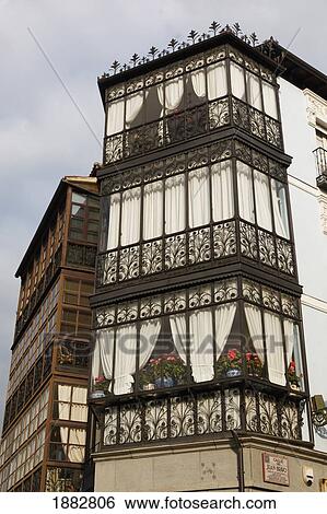 Stock Photograph - Balconies In Calle De Juan Bravo; Segovia, Segovia Province, Spain. Fotosearch