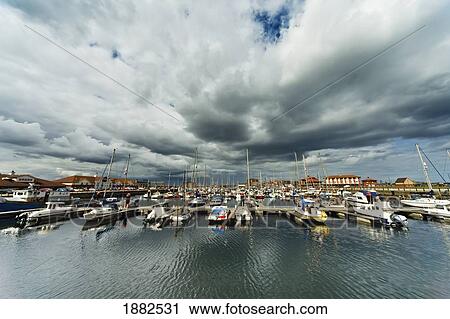 Boats In A Harbor; Hartlepool, Durnham, England View Large Photo Image Stock Image - Boats In A Harbor; Hartlepool, Durnham, England. Fotosearch