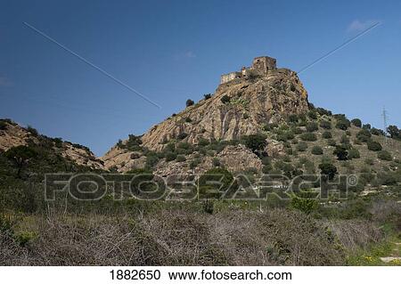 Stock Image - Building Up On A Hill; Spain. Fotosearch