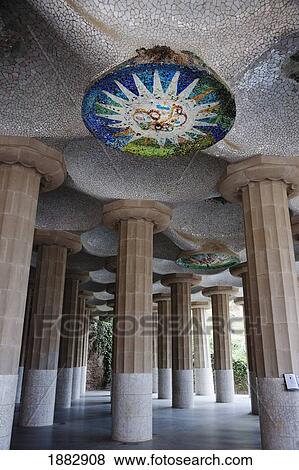 Doric Columns Supporting The Roof Of The Lower Court In Park Güell; Barcelona, Spain View Large Photo Image Stock Photo - Doric Columns Supporting The Roof Of The Lower Court In Park Güell; Barcelona, Spain. Fotosearch