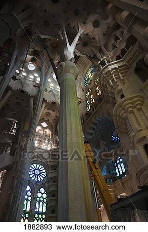 Stock Image - Interior Of The Church Of The Holy Family; Barcelona, Spain. Fotosearch