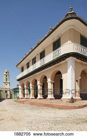 Stock Photography - Palacio Brunet With The Iglesia Y Convento De San Francisco In The Background; Trinidad, Cuba. Fotosearch