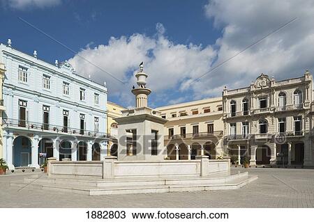 Plaza Vieja With Fountain; Havana, Cuba View Large Photo Image Stock Image - Plaza Vieja With Fountain; Havana, Cuba. Fotosearch