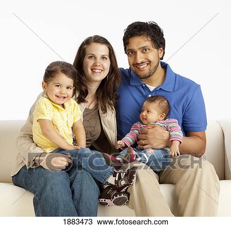 Stock Image - Portrait Of A Family With Two Children. Fotosearch