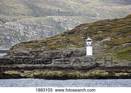 Stock Image - Rhue Lighthouse Along The Coast; Summer Isles, Scotland. Fotosearch
