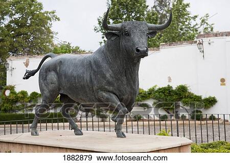 Statue Of A Fighting Bull; Ronda, Andalusia, Spain View Large Photo Image Stock Photo - Statue Of A Fighting Bull; Ronda, Andalusia, Spain. Fotosearch
