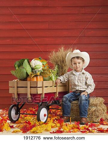 a boy dressed as a farmer with a wagon full of produce; three hills, alberta, canada View Large Photo Image Stock Photograph - a boy dressed as a farmer with a wagon full of produce; three hills, alberta, canada. Fotosearch