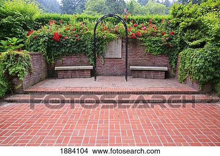a brick walkway and trellis in the portland rose garden; portland, oregon, united states of america View Large Photo Image Picture - a brick walkway and trellis in the portland rose garden; portland, oregon, united states of america. Fotosearch