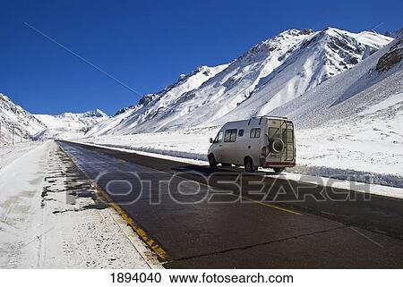 a camper van on the side of a road in parque provincial aconcagua in winter; mendoza, argentina View Large Photo Image Stock Image - a camper van on the side of a road in parque provincial aconcagua in winter; mendoza, argentina. Fotosearch