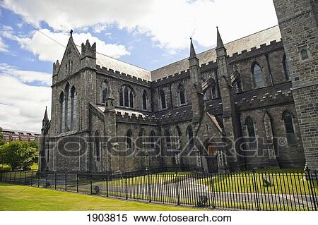 Stock Photography - a church building surrounded by an iron fence; county wicklow, ireland. Fotosearch