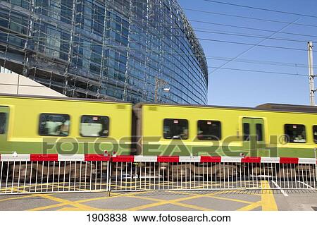 a commuter train goes by aviva stadium; dublin, county dublin, ireland View Large Photo Image Stock Photo - a commuter train goes by aviva stadium; dublin, county dublin, ireland. Fotosearch