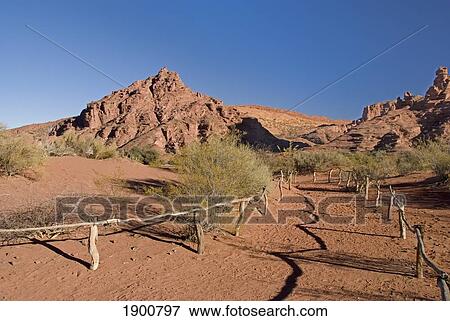 Stock Photo - a trail through talampaya national park; la rioja, argentina. Fotosearch