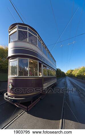 a two level train on a track; beamish, durham, england View Large Photo Image Stock Photography - a two level train on a track; beamish, durham, england. Fotosearch