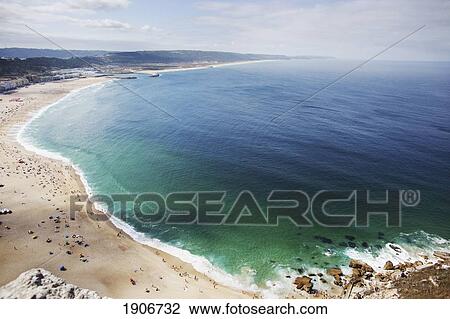 aerial view of a beach; nazare, portugal View Large Photo Image Stock Image - aerial view of a beach; nazare, portugal. Fotosearch