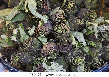 Picture - artichokes in a basket; calgary, alberta, canada. Fotosearch