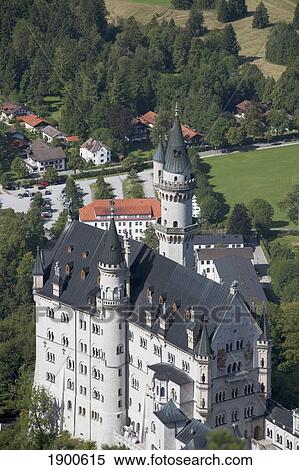 Stock Photography - bavarian castle with fields and trees surrounding it; fussen, germany. Fotosearch
