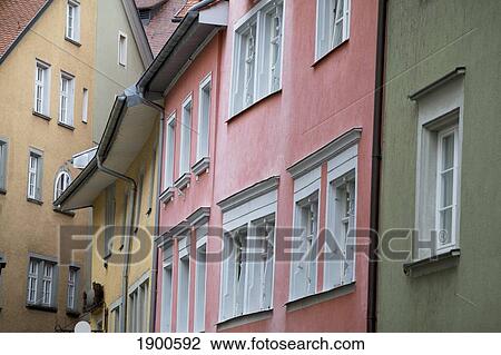 colourful buildgin front with white window frames; lindau, germany View Large Photo Image Stock Image - colourful buildgin front with white window frames; lindau, germany. Fotosearch
