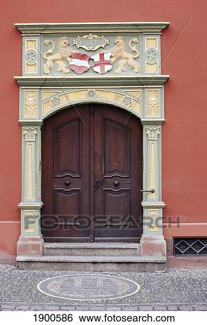 decorative painted wooden door frame and cobble stone front; freiburg, germany View Large Photo Image Stock Photograph - decorative painted wooden door frame and cobble stone front; freiburg, germany. Fotosearch