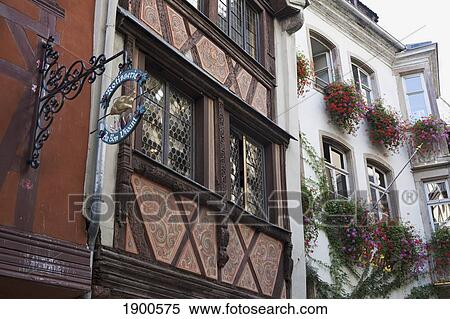 detail of medieval timber style buildings decoratively painted with flower boxes; strasbourg, france View Large Photo Image Stock Photography - detail of medieval timber style buildings decoratively painted with flower boxes; strasbourg, france. Fotosearch