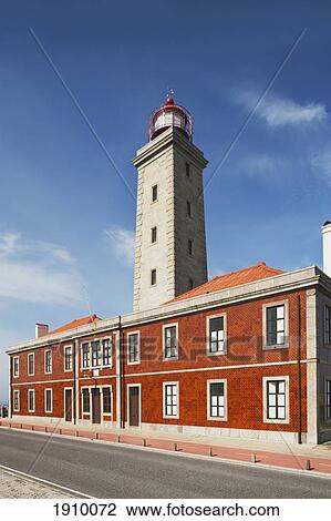 Stock Image - farol do penedo da saudade (lighthouse of sao pedro de moel); sao pedro de moel, estremadura and ribatejo, portugal. Fotosearch
