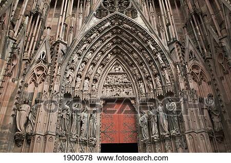 grand arched gothic entrance to a cathedral with statues; strasbourg, france View Large Photo Image Stock Photo - grand arched gothic entrance to a cathedral with statues; strasbourg, france. Fotosearch
