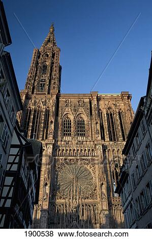 Stock Photo - low angle of a gothic cathedral; strasbourg, france. Fotosearch